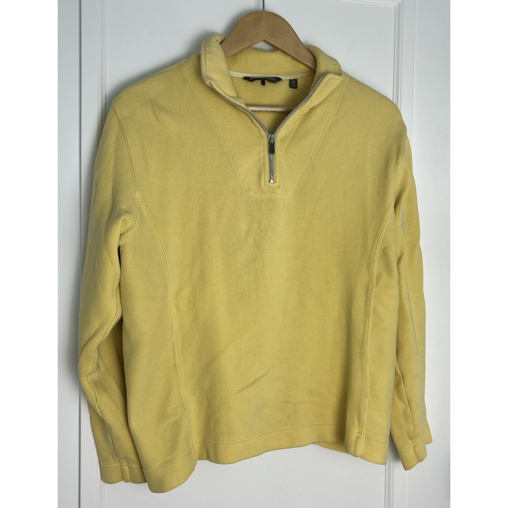 Tommy Bahama Sweater Yellow  1/4 Zipper Women's Pullover Heavy